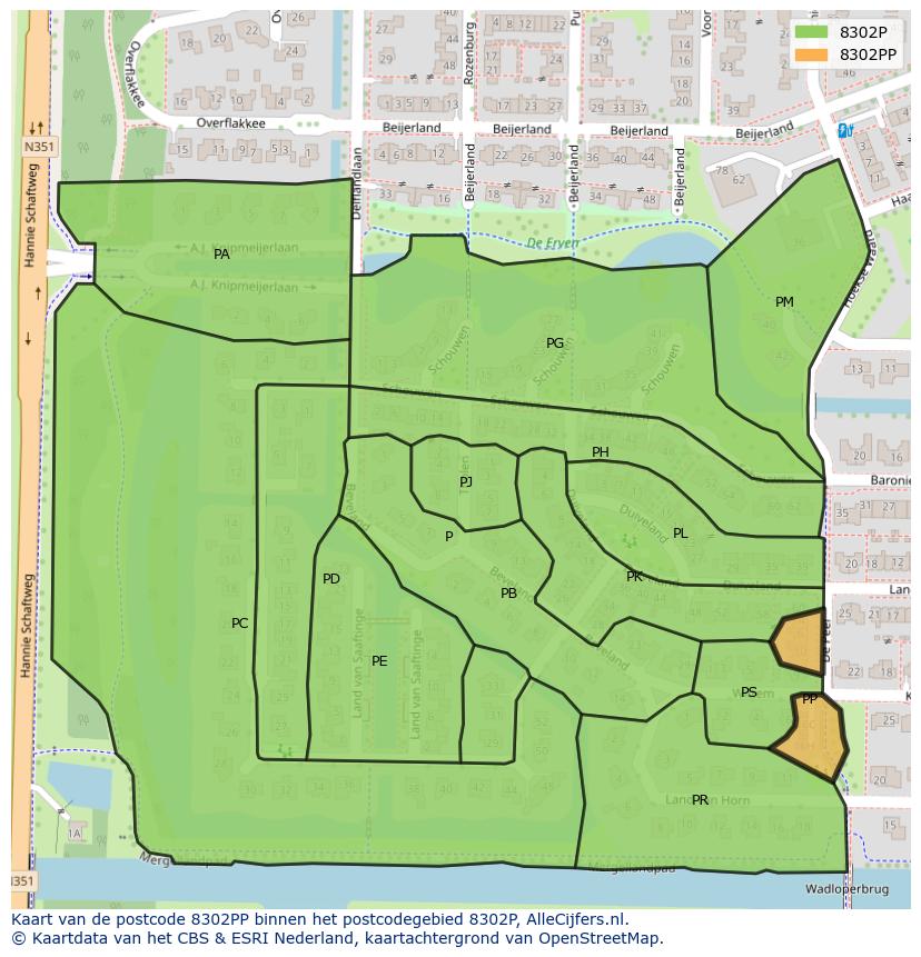 Afbeelding van het postcodegebied 8302 PP op de kaart.