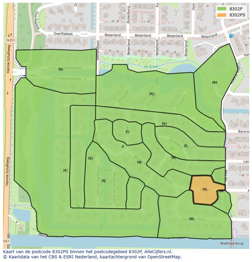 Afbeelding van het postcodegebied 8302 PS op de kaart.