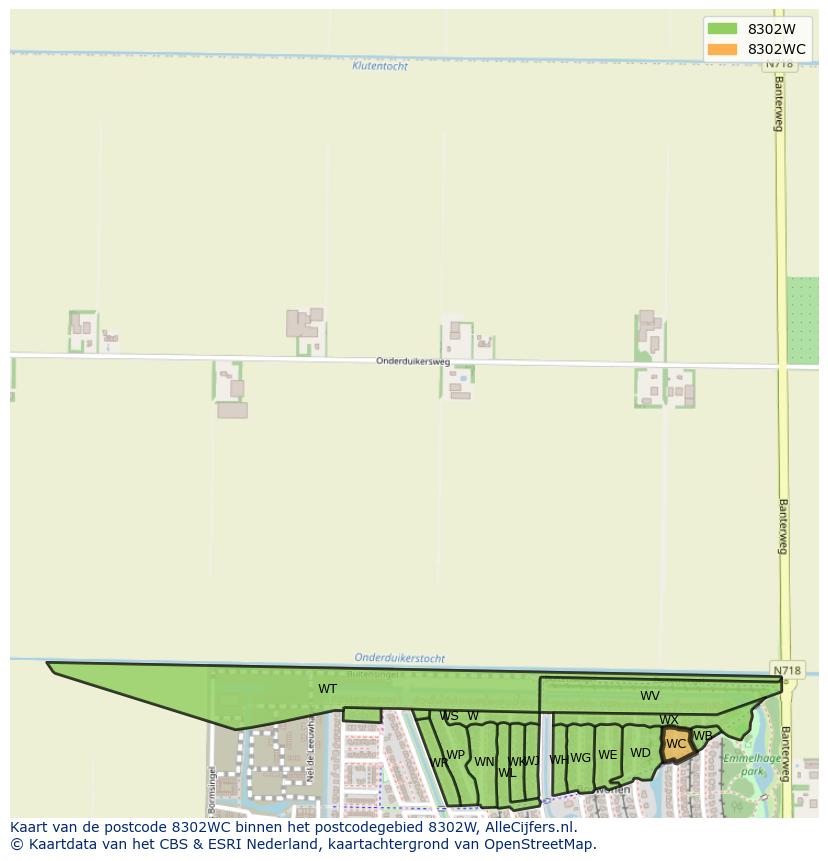 Afbeelding van het postcodegebied 8302 WC op de kaart.