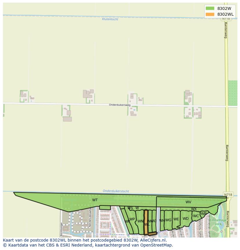 Afbeelding van het postcodegebied 8302 WL op de kaart.