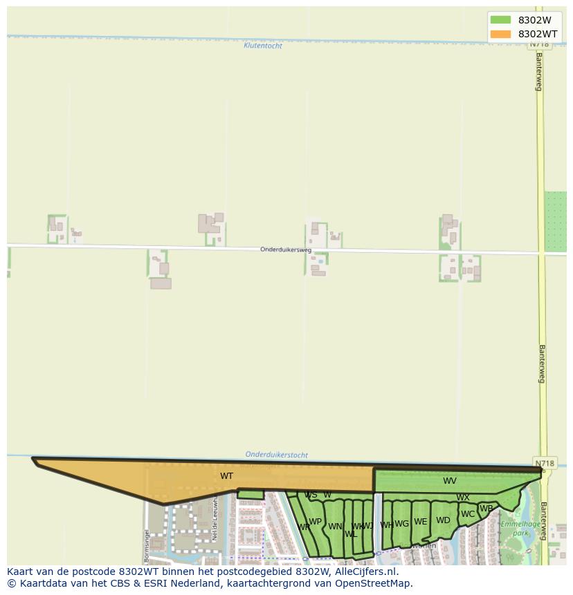 Afbeelding van het postcodegebied 8302 WT op de kaart.