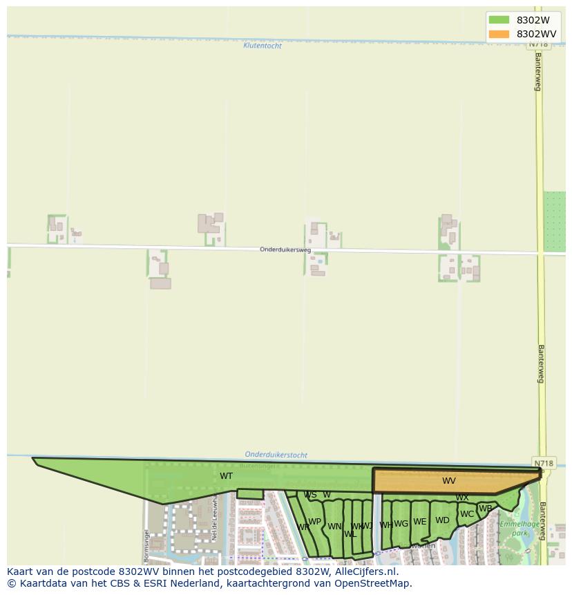 Afbeelding van het postcodegebied 8302 WV op de kaart.