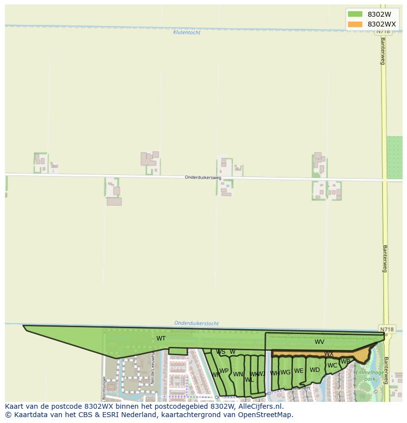Afbeelding van het postcodegebied 8302 WX op de kaart.