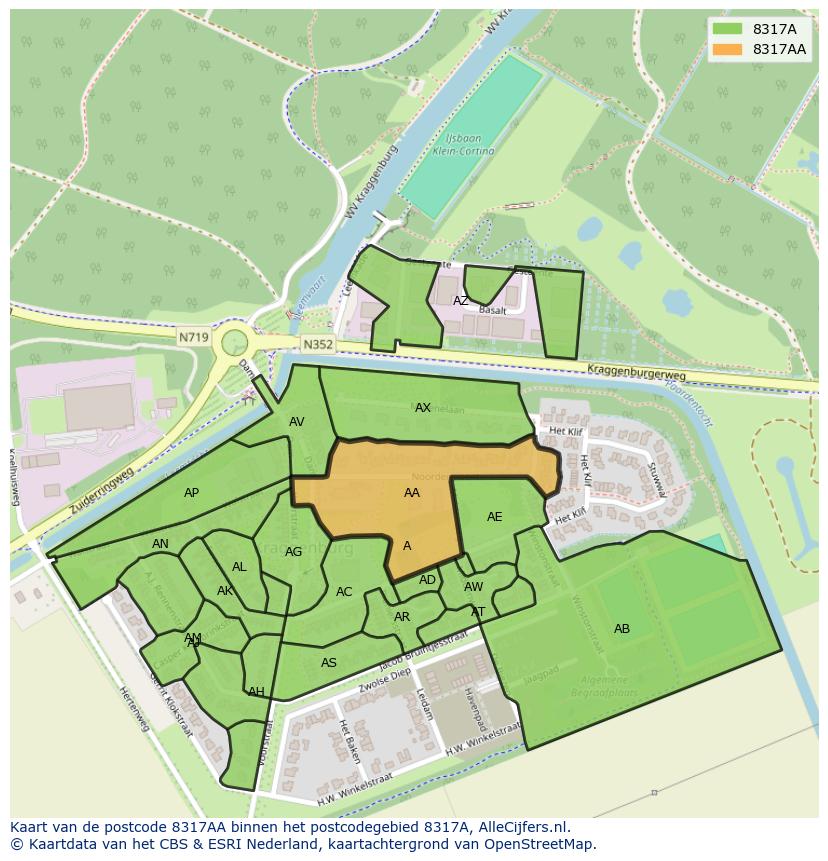 Afbeelding van het postcodegebied 8317 AA op de kaart.