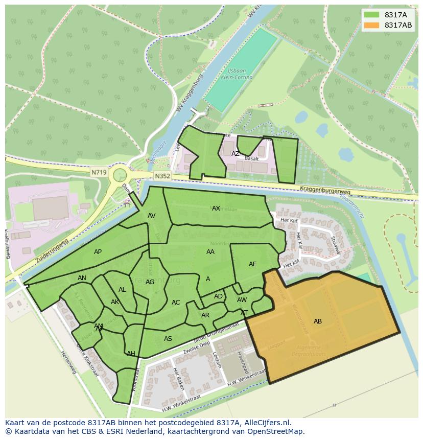 Afbeelding van het postcodegebied 8317 AB op de kaart.