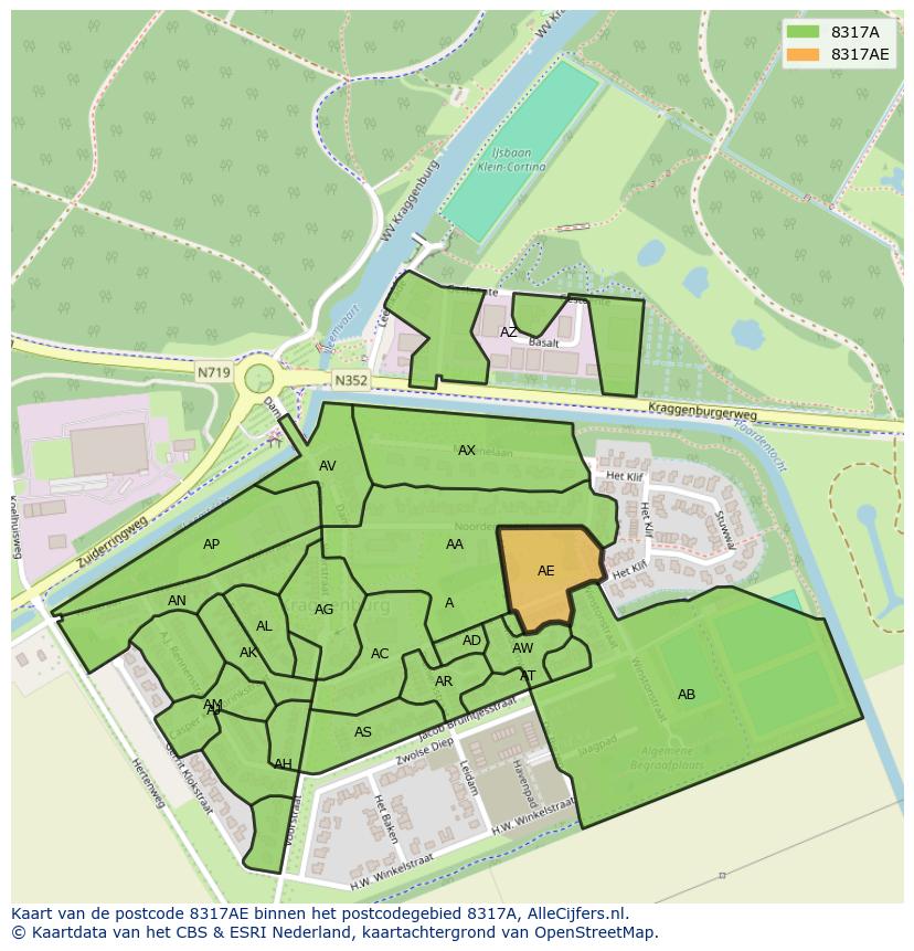 Afbeelding van het postcodegebied 8317 AE op de kaart.
