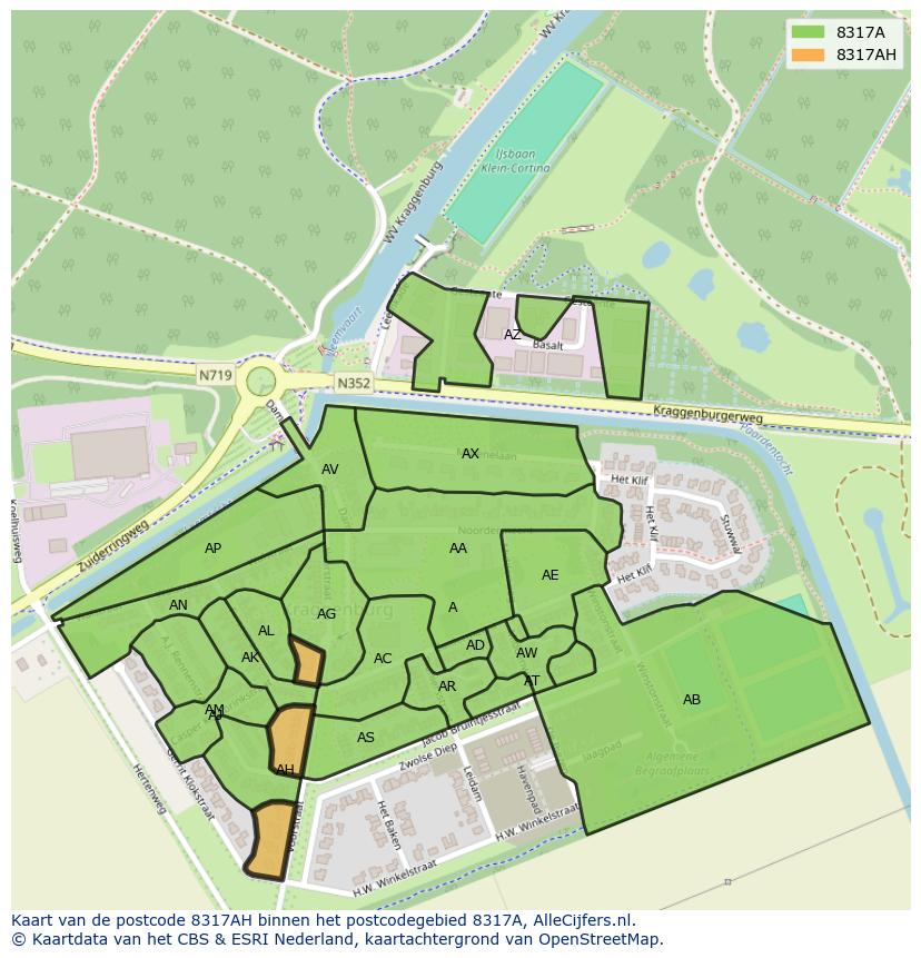 Afbeelding van het postcodegebied 8317 AH op de kaart.