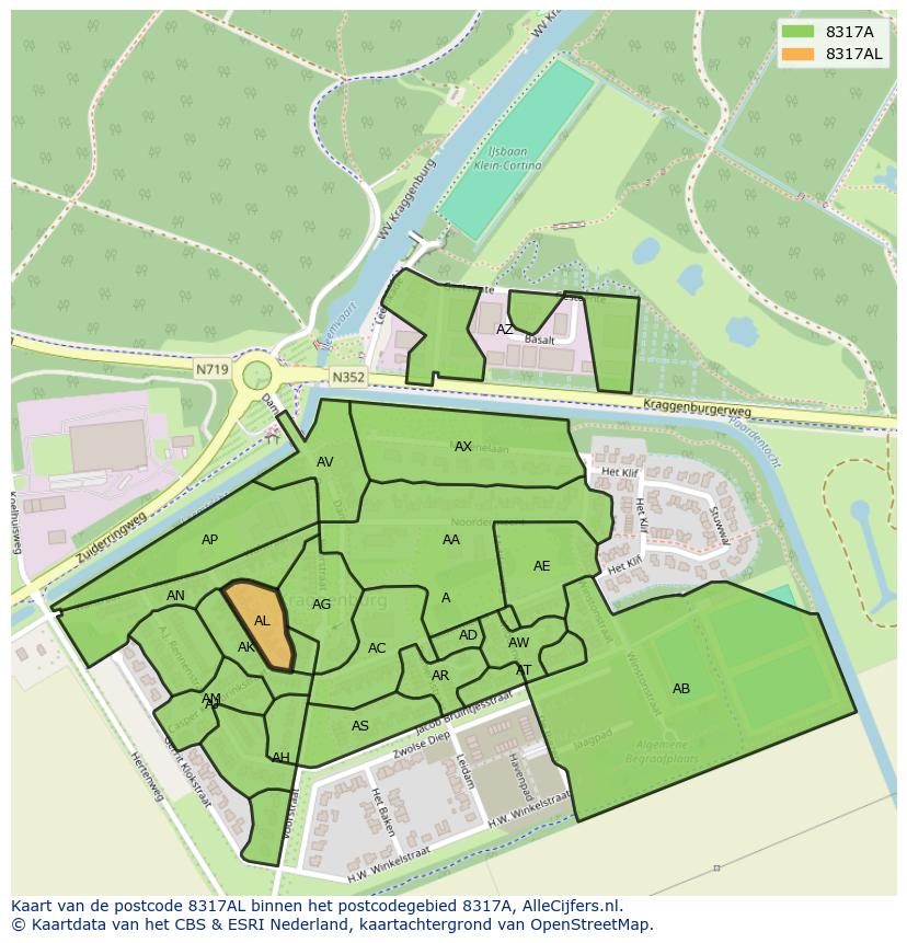 Afbeelding van het postcodegebied 8317 AL op de kaart.