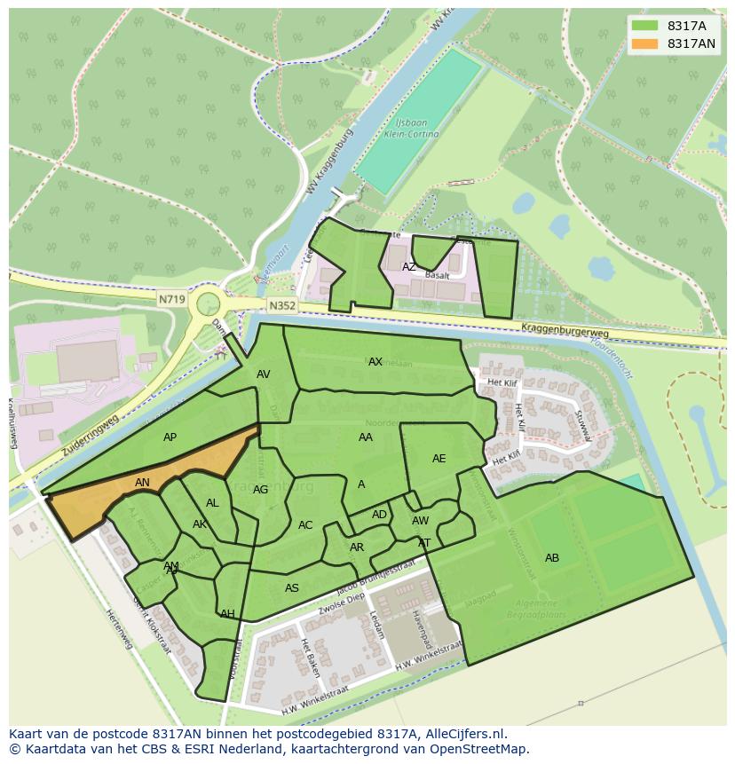 Afbeelding van het postcodegebied 8317 AN op de kaart.