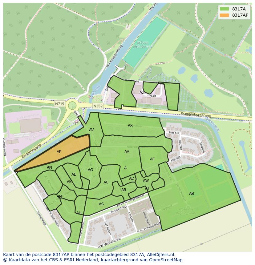 Afbeelding van het postcodegebied 8317 AP op de kaart.