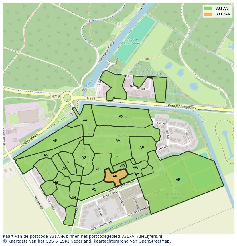 Afbeelding van het postcodegebied 8317 AR op de kaart.