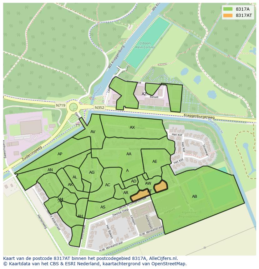 Afbeelding van het postcodegebied 8317 AT op de kaart.