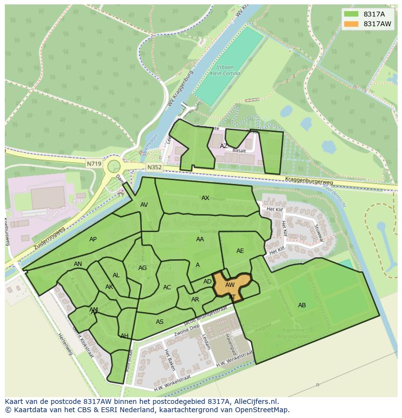 Afbeelding van het postcodegebied 8317 AW op de kaart.