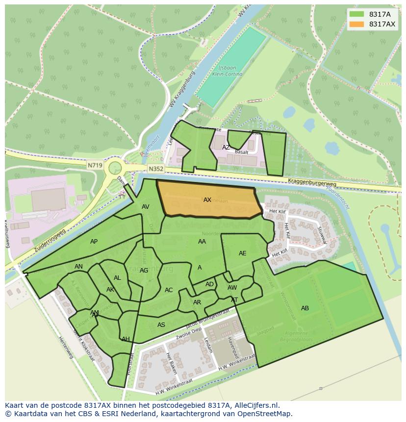 Afbeelding van het postcodegebied 8317 AX op de kaart.