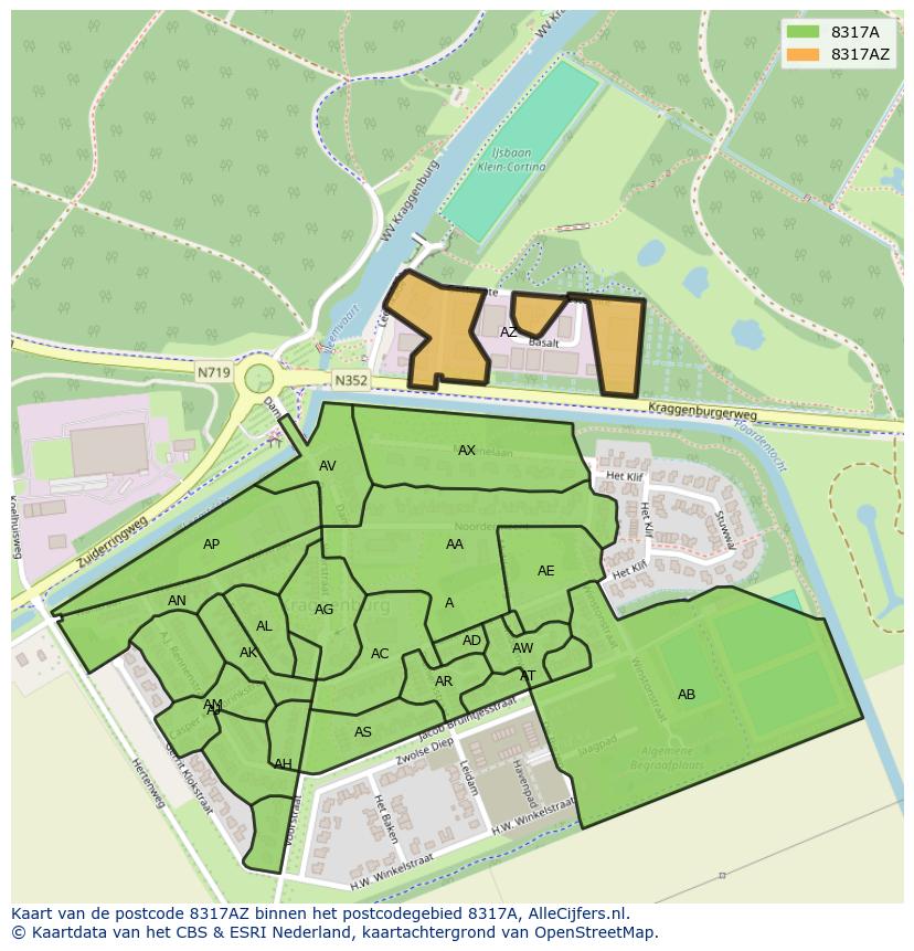Afbeelding van het postcodegebied 8317 AZ op de kaart.