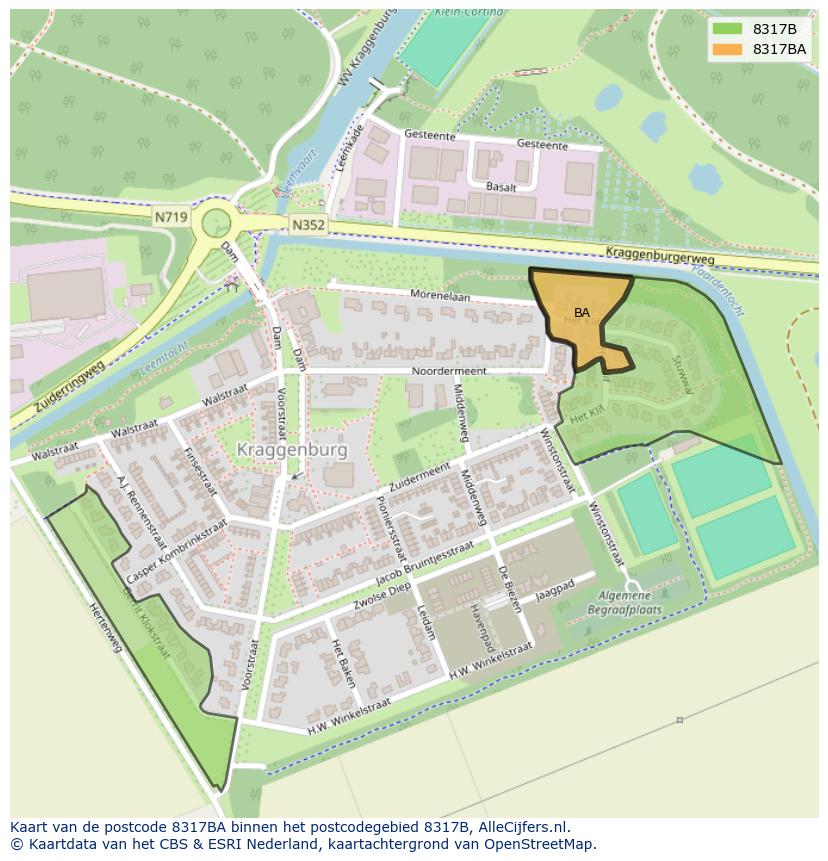 Afbeelding van het postcodegebied 8317 BA op de kaart.