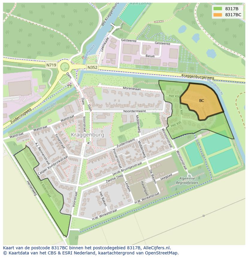 Afbeelding van het postcodegebied 8317 BC op de kaart.