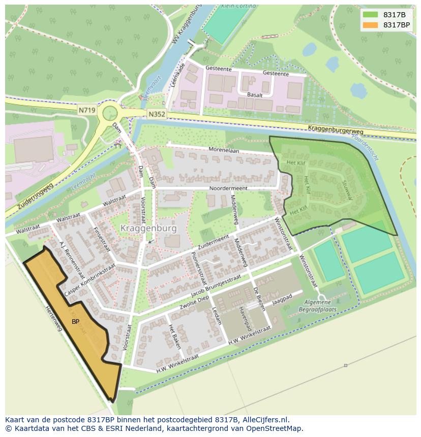 Afbeelding van het postcodegebied 8317 BP op de kaart.