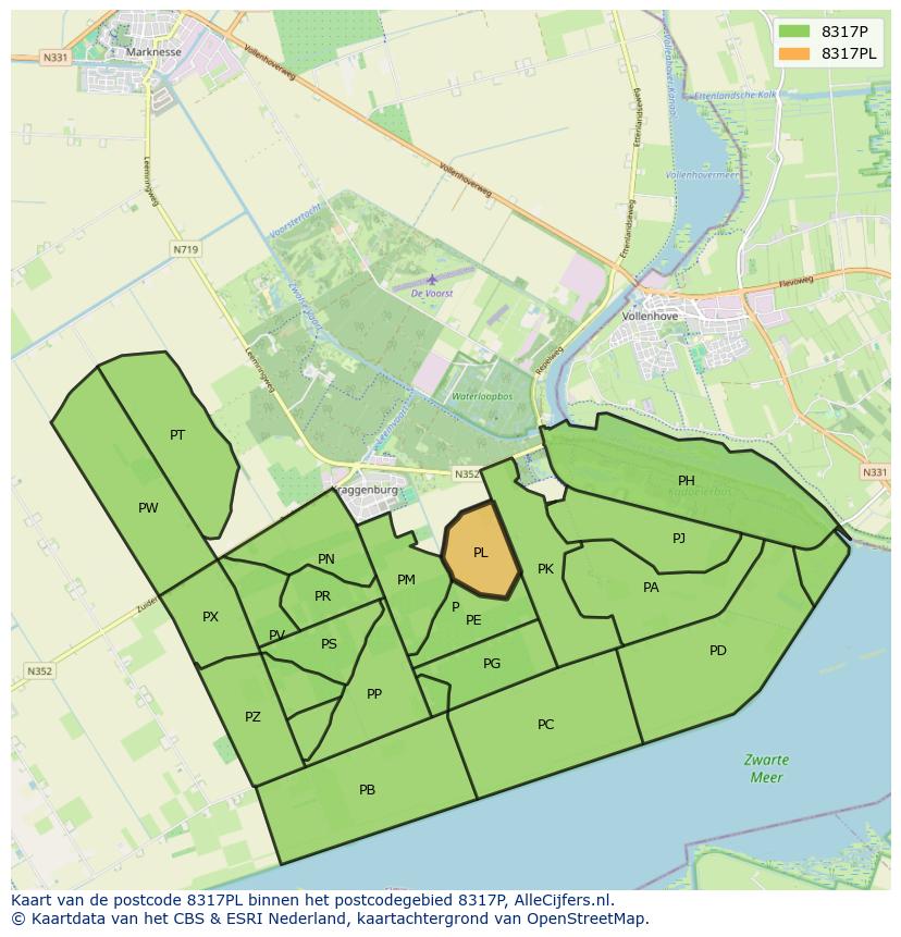 Afbeelding van het postcodegebied 8317 PL op de kaart.