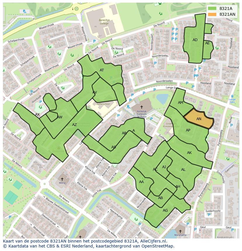 Afbeelding van het postcodegebied 8321 AN op de kaart.