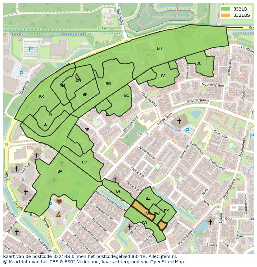 Afbeelding van het postcodegebied 8321 BS op de kaart.