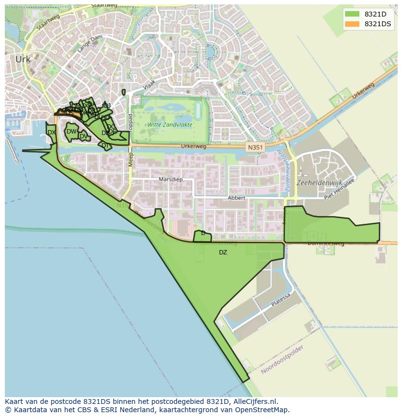 Afbeelding van het postcodegebied 8321 DS op de kaart.