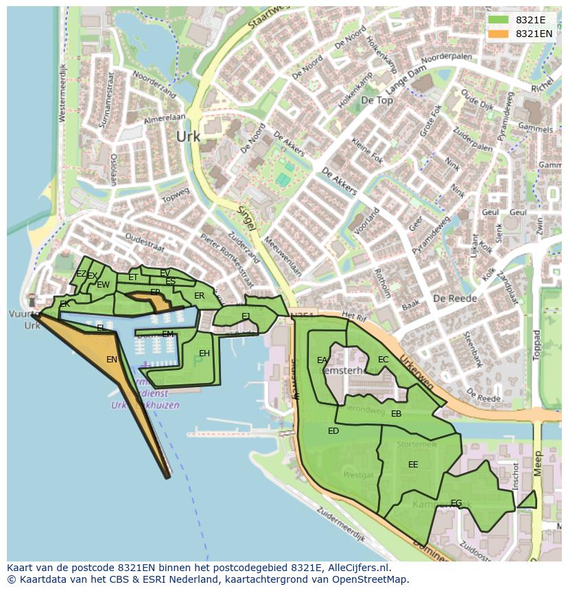 Afbeelding van het postcodegebied 8321 EN op de kaart.