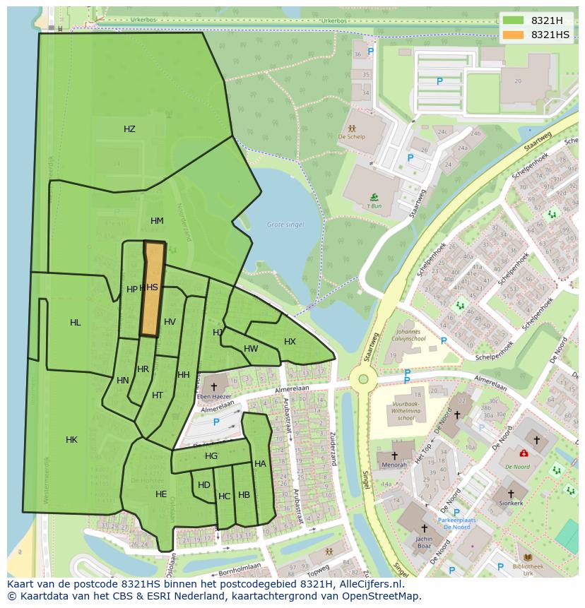 Afbeelding van het postcodegebied 8321 HS op de kaart.