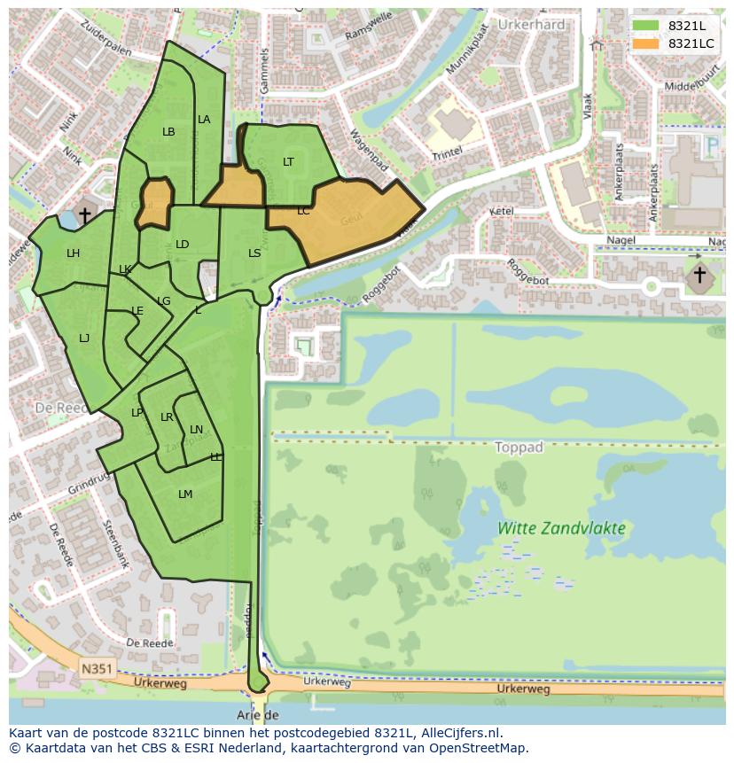 Afbeelding van het postcodegebied 8321 LC op de kaart.