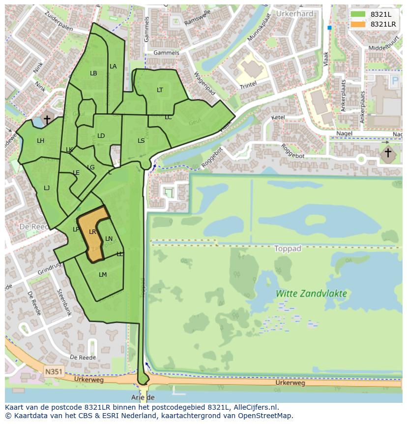 Afbeelding van het postcodegebied 8321 LR op de kaart.