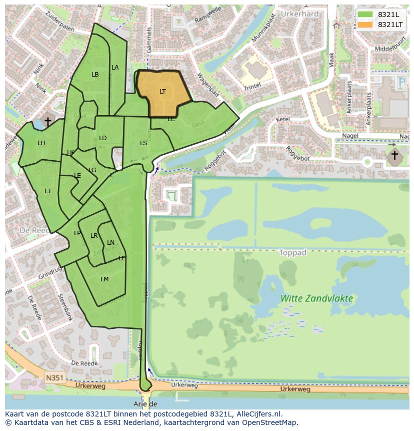 Afbeelding van het postcodegebied 8321 LT op de kaart.