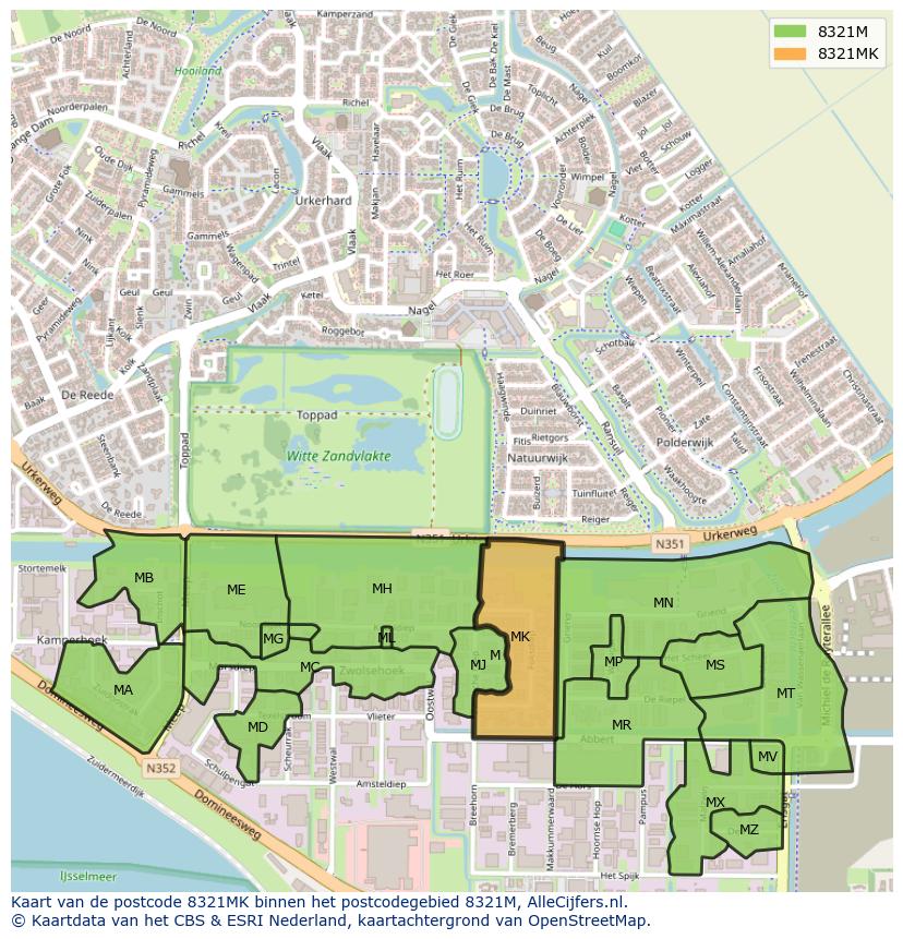 Afbeelding van het postcodegebied 8321 MK op de kaart.