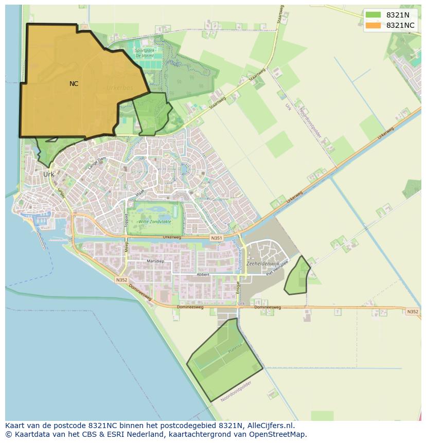 Afbeelding van het postcodegebied 8321 NC op de kaart.