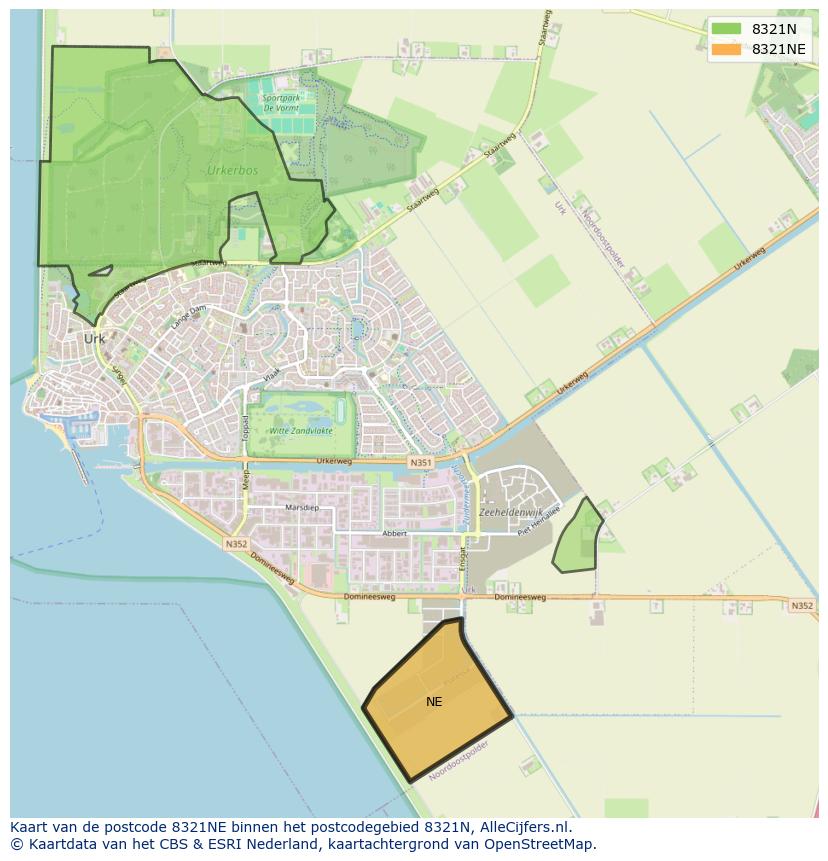 Afbeelding van het postcodegebied 8321 NE op de kaart.