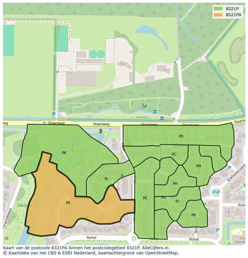 Afbeelding van het postcodegebied 8321 PA op de kaart.