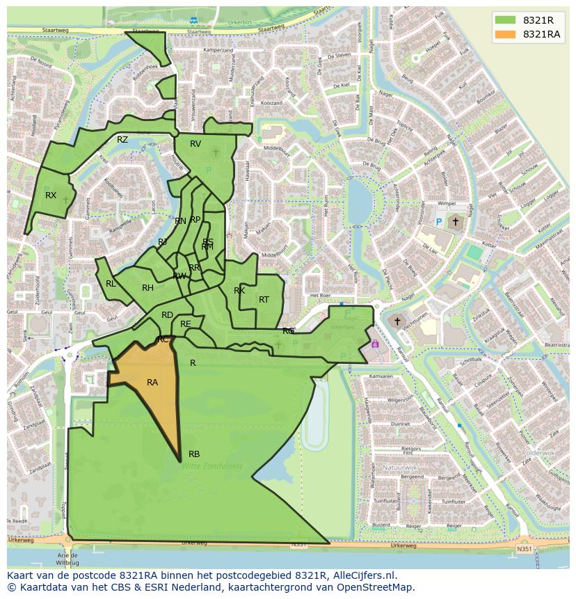 Afbeelding van het postcodegebied 8321 RA op de kaart.