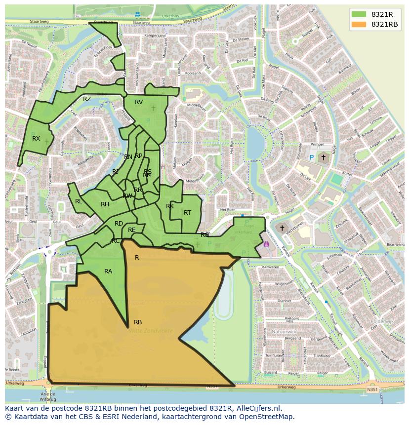 Afbeelding van het postcodegebied 8321 RB op de kaart.