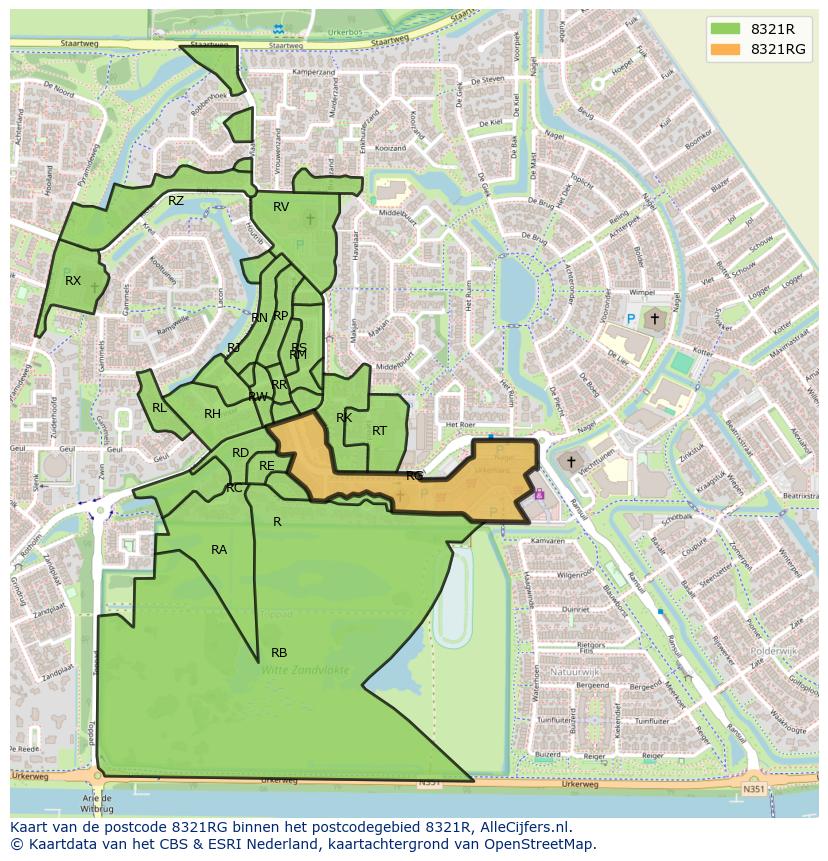 Afbeelding van het postcodegebied 8321 RG op de kaart.