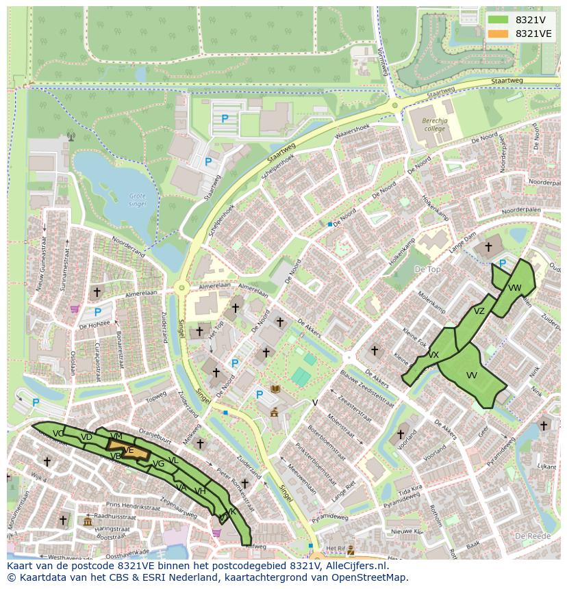 Afbeelding van het postcodegebied 8321 VE op de kaart.