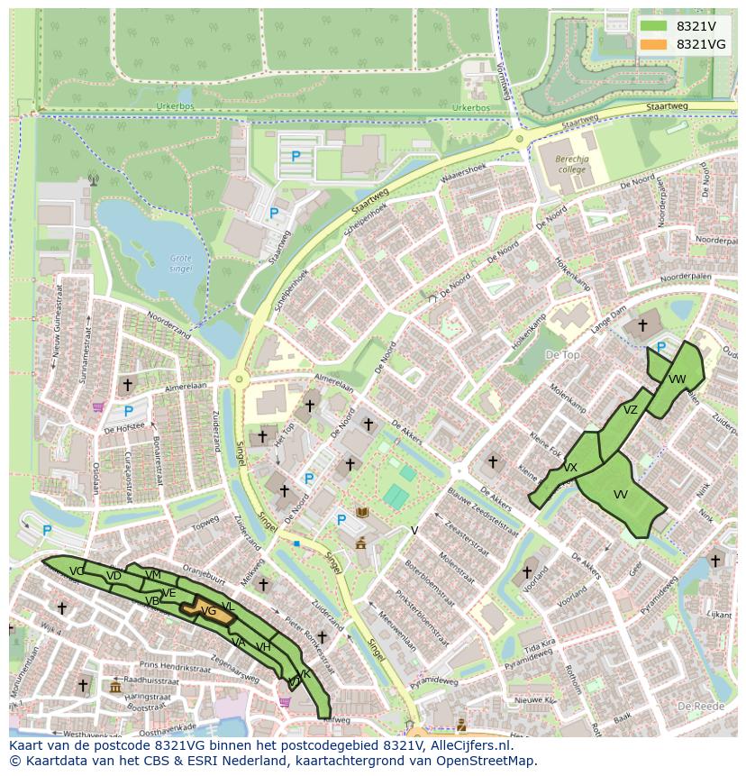Afbeelding van het postcodegebied 8321 VG op de kaart.