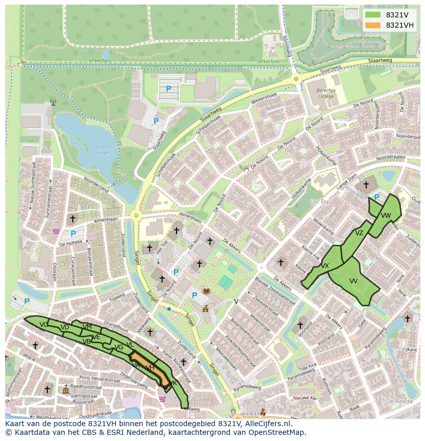 Afbeelding van het postcodegebied 8321 VH op de kaart.
