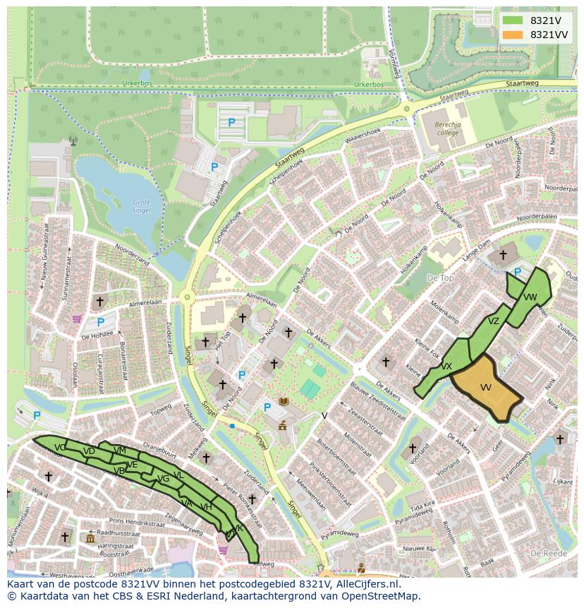 Afbeelding van het postcodegebied 8321 VV op de kaart.