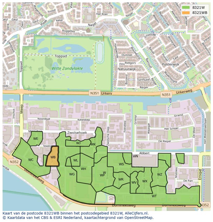Afbeelding van het postcodegebied 8321 WB op de kaart.