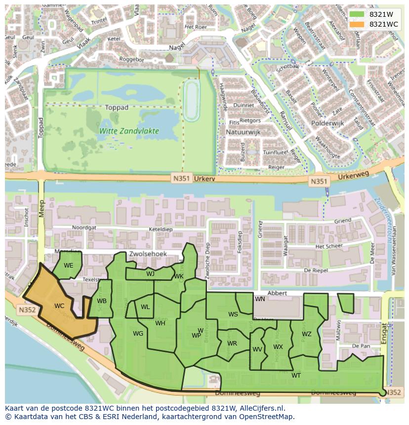 Afbeelding van het postcodegebied 8321 WC op de kaart.