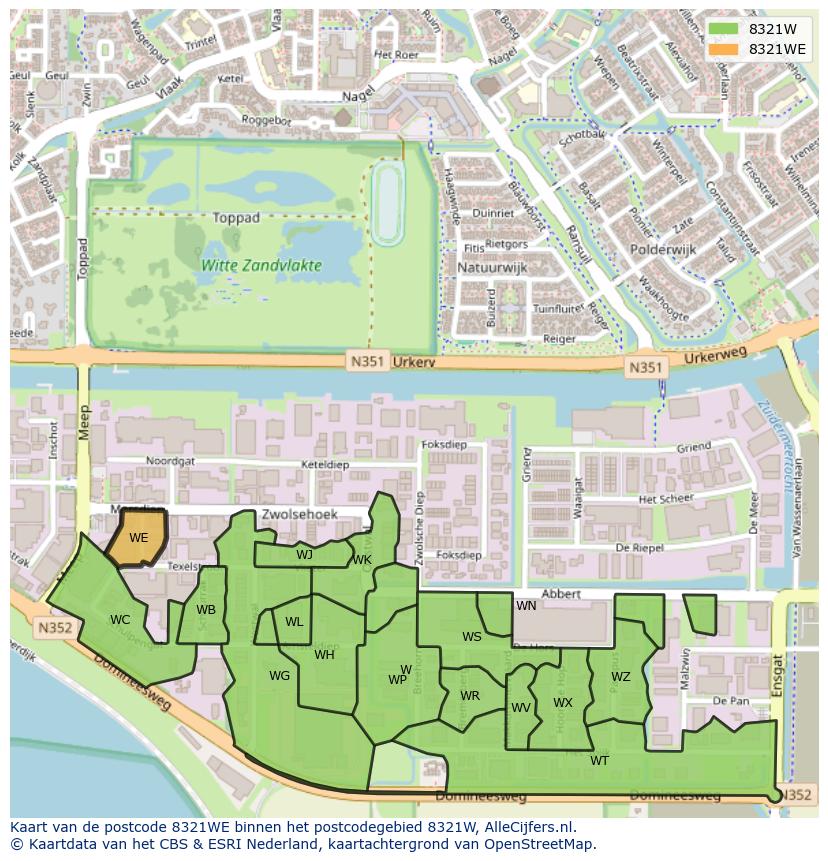 Afbeelding van het postcodegebied 8321 WE op de kaart.