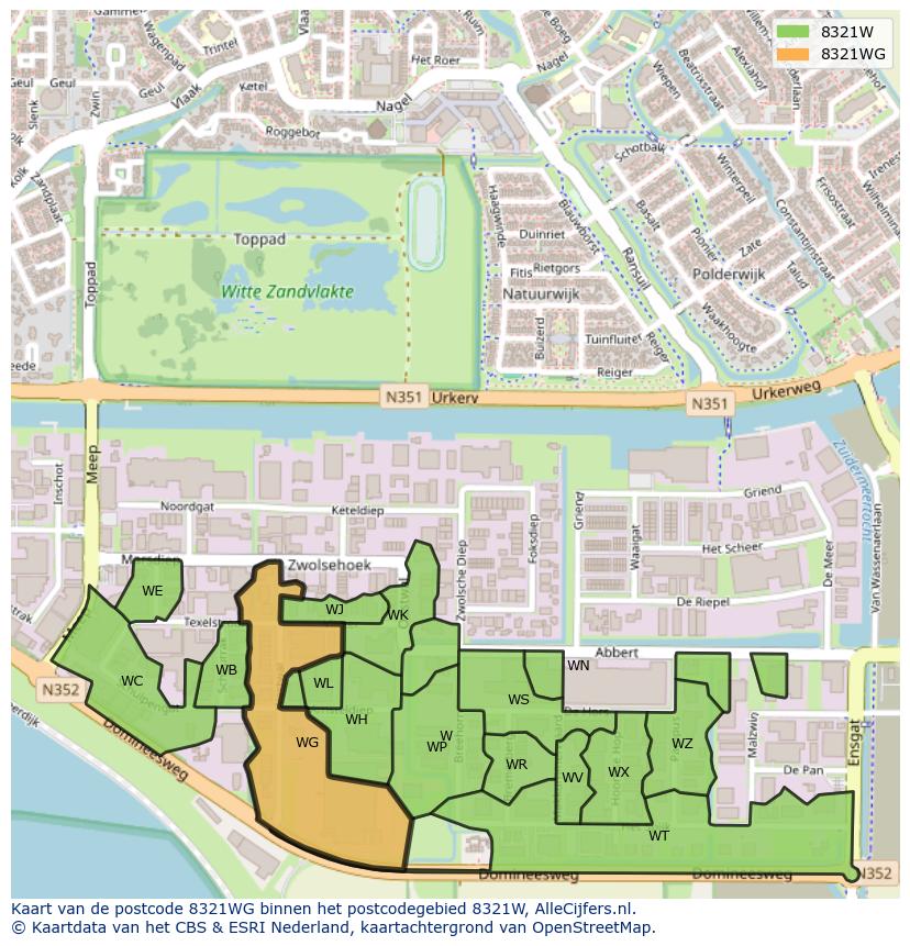 Afbeelding van het postcodegebied 8321 WG op de kaart.