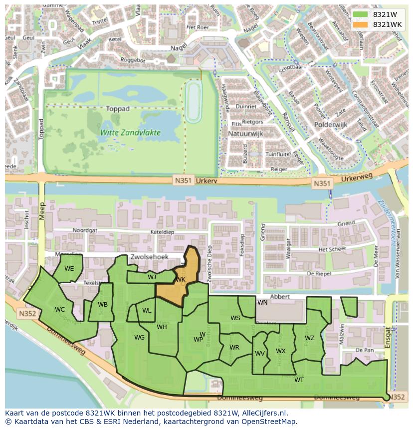 Afbeelding van het postcodegebied 8321 WK op de kaart.