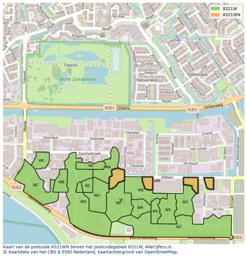 Afbeelding van het postcodegebied 8321 WN op de kaart.