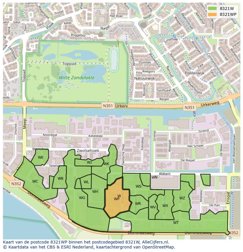 Afbeelding van het postcodegebied 8321 WP op de kaart.