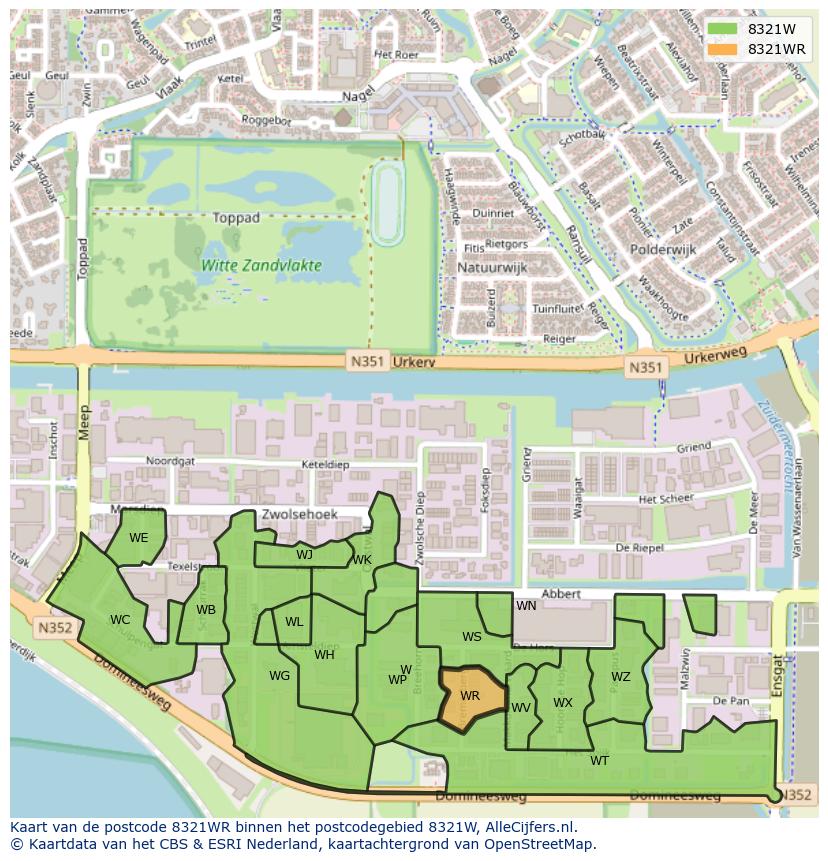 Afbeelding van het postcodegebied 8321 WR op de kaart.